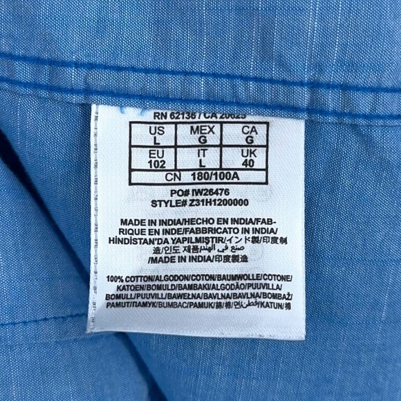 G By Guess Men's Light Blue Long Sleeve Button Down Shirt Studded Size L - Picture 4 of 6